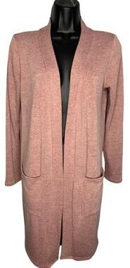 Red Lolly Mauve Pink Open Cardigan Mid Length Front Pockets Women's Medium